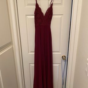 Full length wine red dress